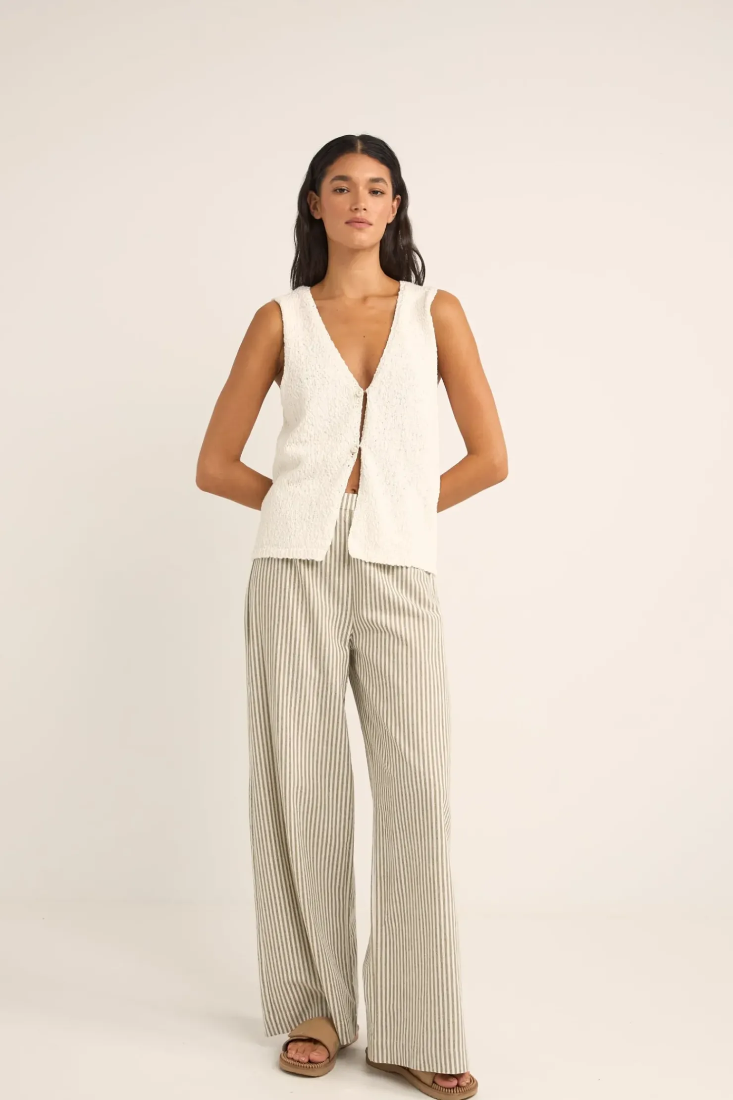 Rhythm Fashion Tops*Adele Longline Knit Vest White