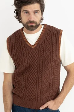 Rhythm Fleece*Assembly Fisherman Knit Vest Brown