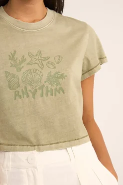 Rhythm T-shirts*Beachcomber Crop Crew Tee Ivy