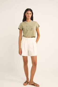 Rhythm T-shirts*Beachcomber Crop Crew Tee Ivy