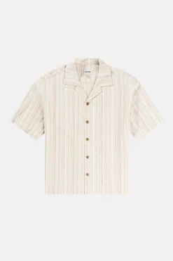 Rhythm Woven Shirts*Benny Relaxed Stripe Ss Shirt Cream