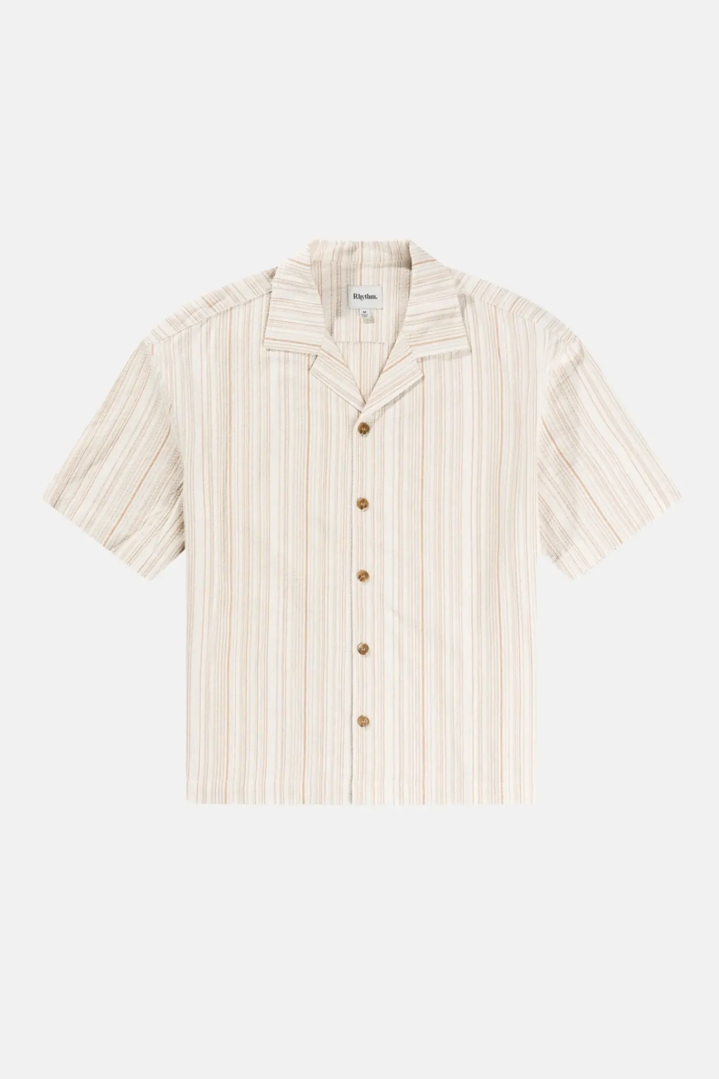 Rhythm Woven Shirts*Benny Relaxed Stripe Ss Shirt Cream