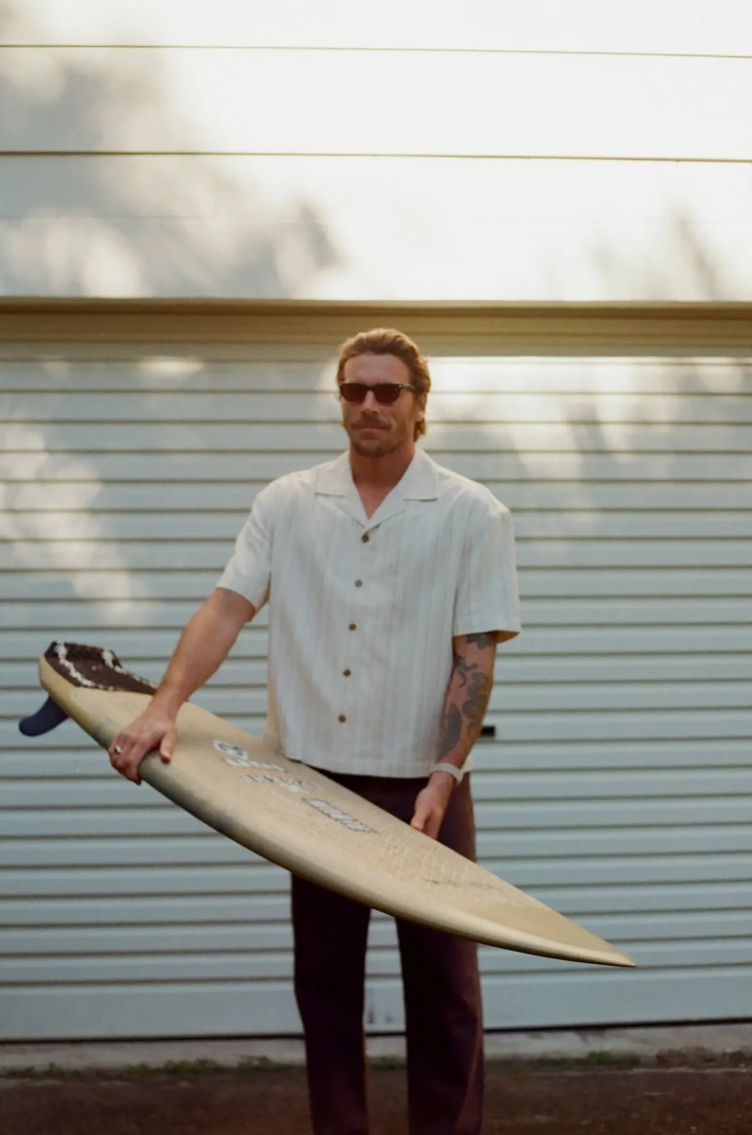 Rhythm Woven Shirts*Benny Relaxed Stripe Ss Shirt Cream
