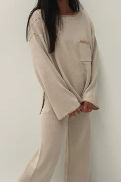 Rhythm Pants*Bondi Knit Straight Leg Pant Natural