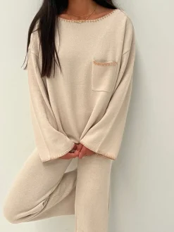 Rhythm Pants*Bondi Knit Straight Leg Pant Natural