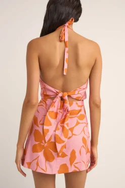 Rhythm Dresses*Bora Bora Floral Halter Mini Dress Pink