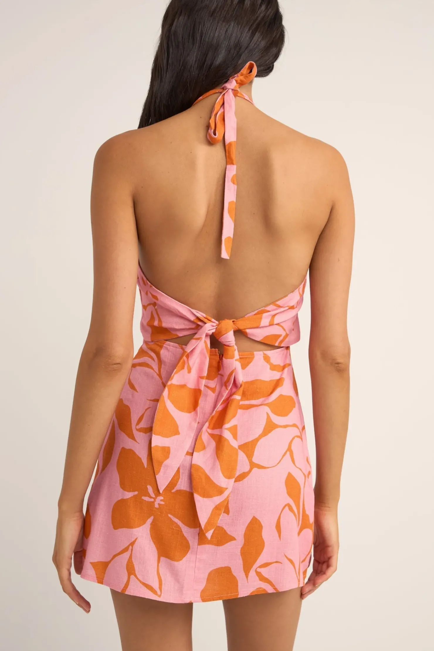 Rhythm Dresses*Bora Bora Floral Halter Mini Dress Pink