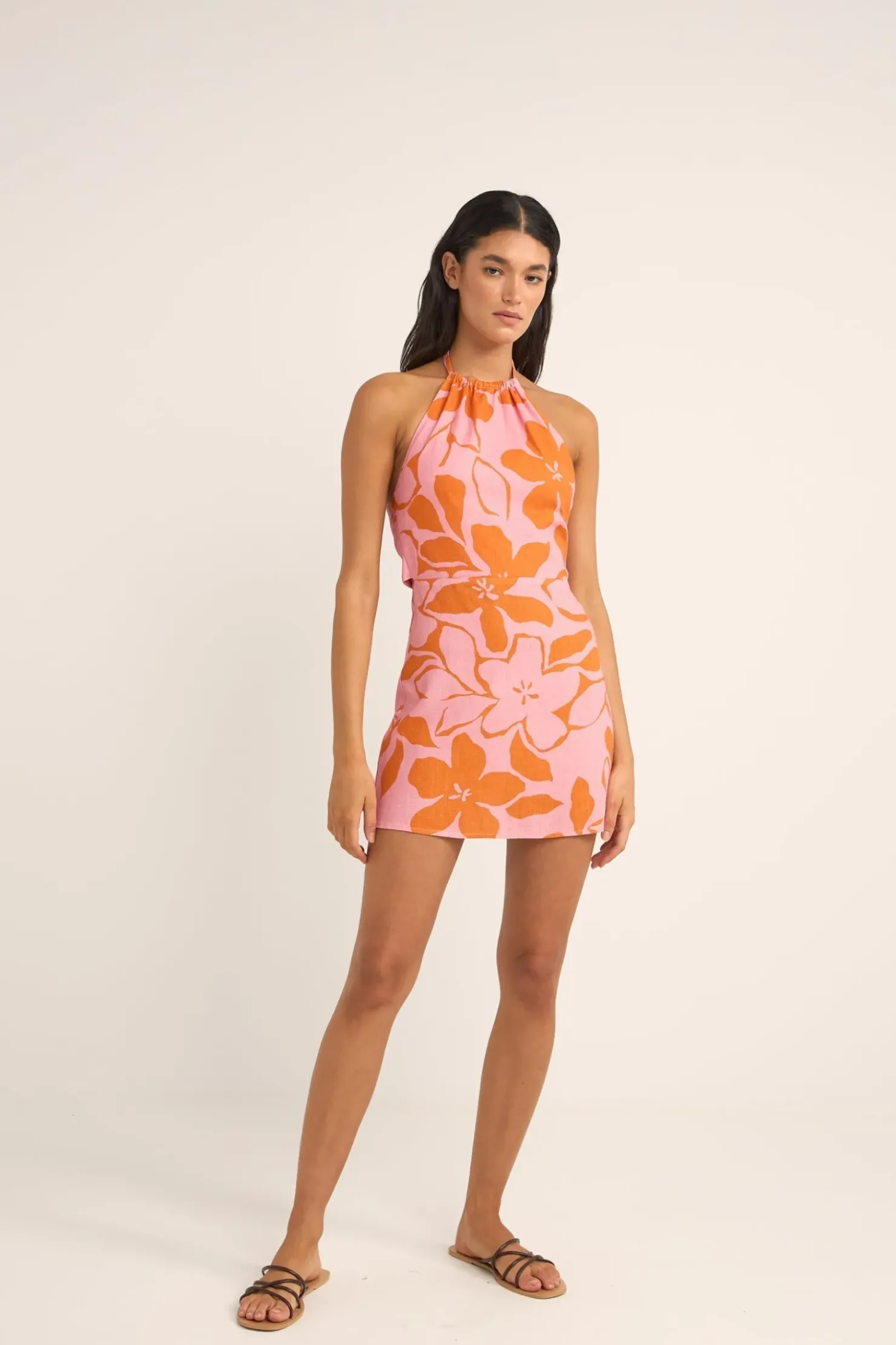 Rhythm Dresses*Bora Bora Floral Halter Mini Dress Pink