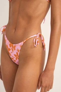 Rhythm Swim Bottoms*Bora Bora Floral Tie Side Hi Cut Pant Pink