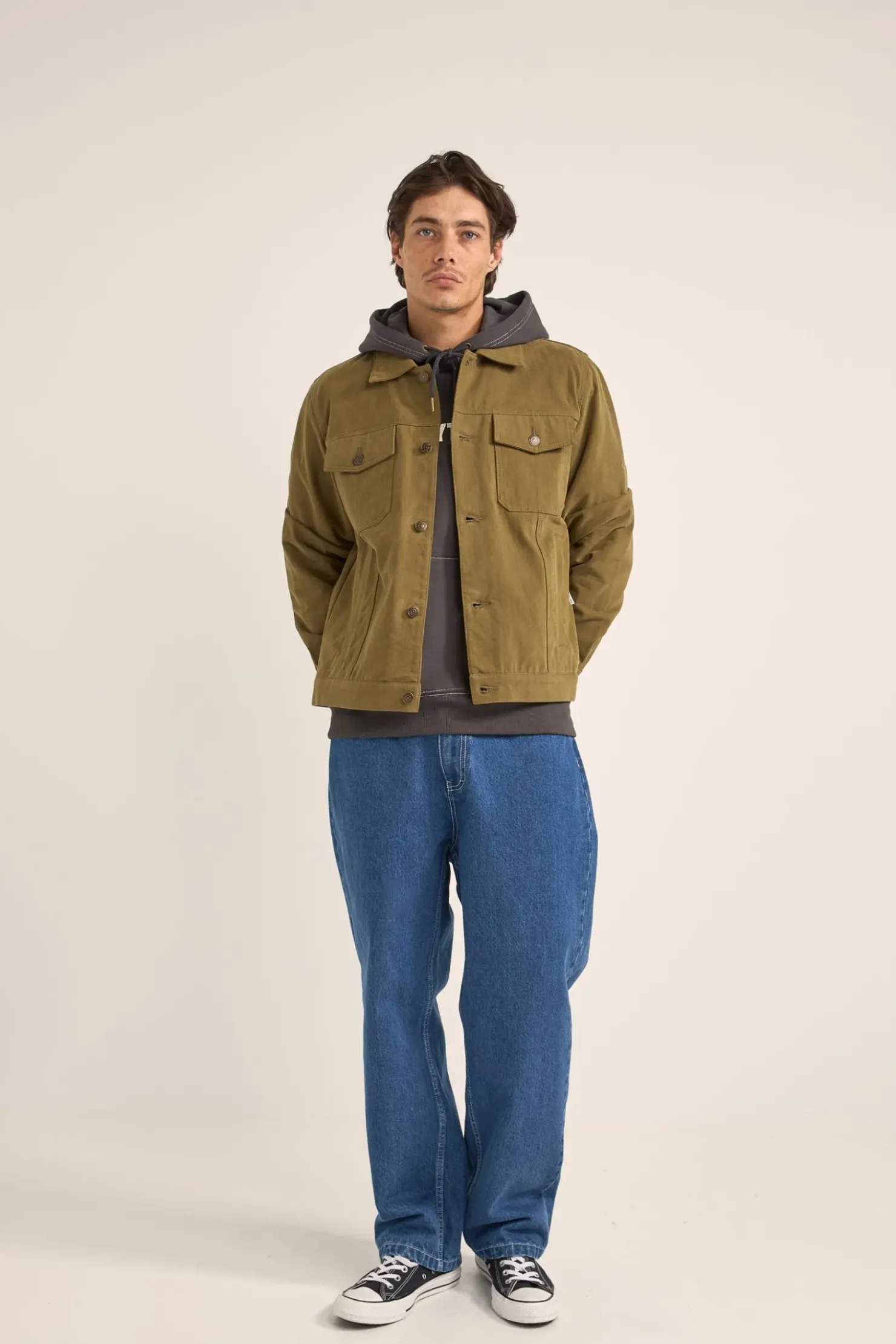 Rhythm Jackets*Brushed Twill Trucker Olive