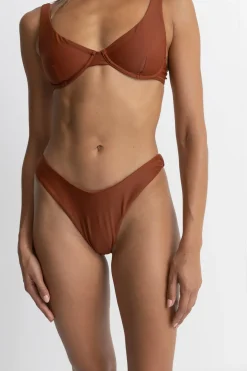 Rhythm Swim Bottoms*Classic Hi Cut Pant Rust