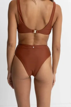 Rhythm Swim Bottoms*Classic Hi Waist Pant Rust