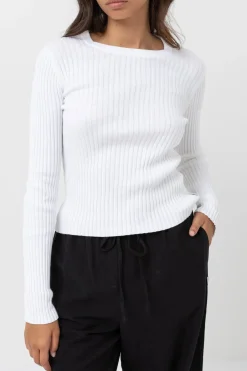 Rhythm Fashion Tops*Classic Knit Long Sleeve Top White