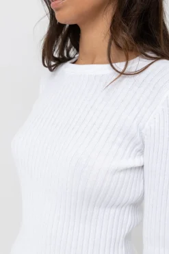 Rhythm Fashion Tops*Classic Knit Long Sleeve Top White