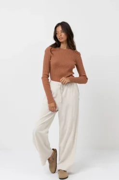 Rhythm Fashion Tops*Classic Knit Long Sleeve Top Cinnamon