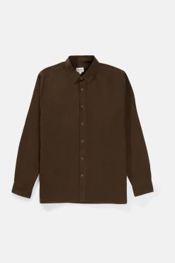 Rhythm Woven Shirts*Classic Linen Ls Shirt Chocolate