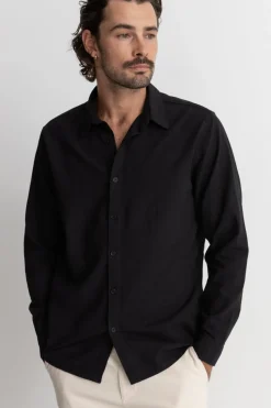 Rhythm Woven Shirts*Classic Linen Ls Shirt Vintage Black VintageBlack