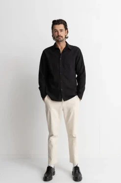 Rhythm Woven Shirts*Classic Linen Ls Shirt Vintage Black VintageBlack