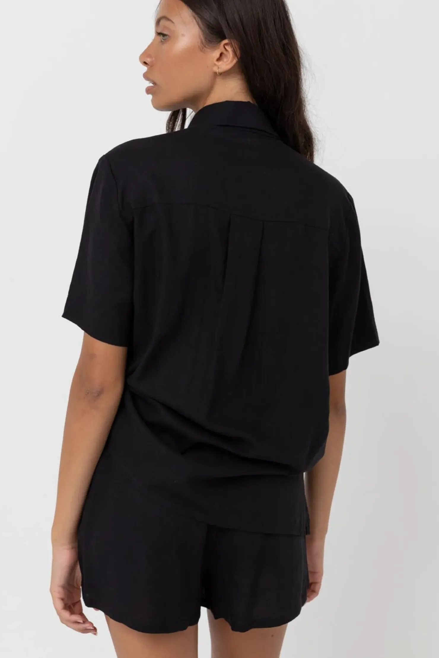 Rhythm Fashion Tops*Classic Lounge Shirt Black