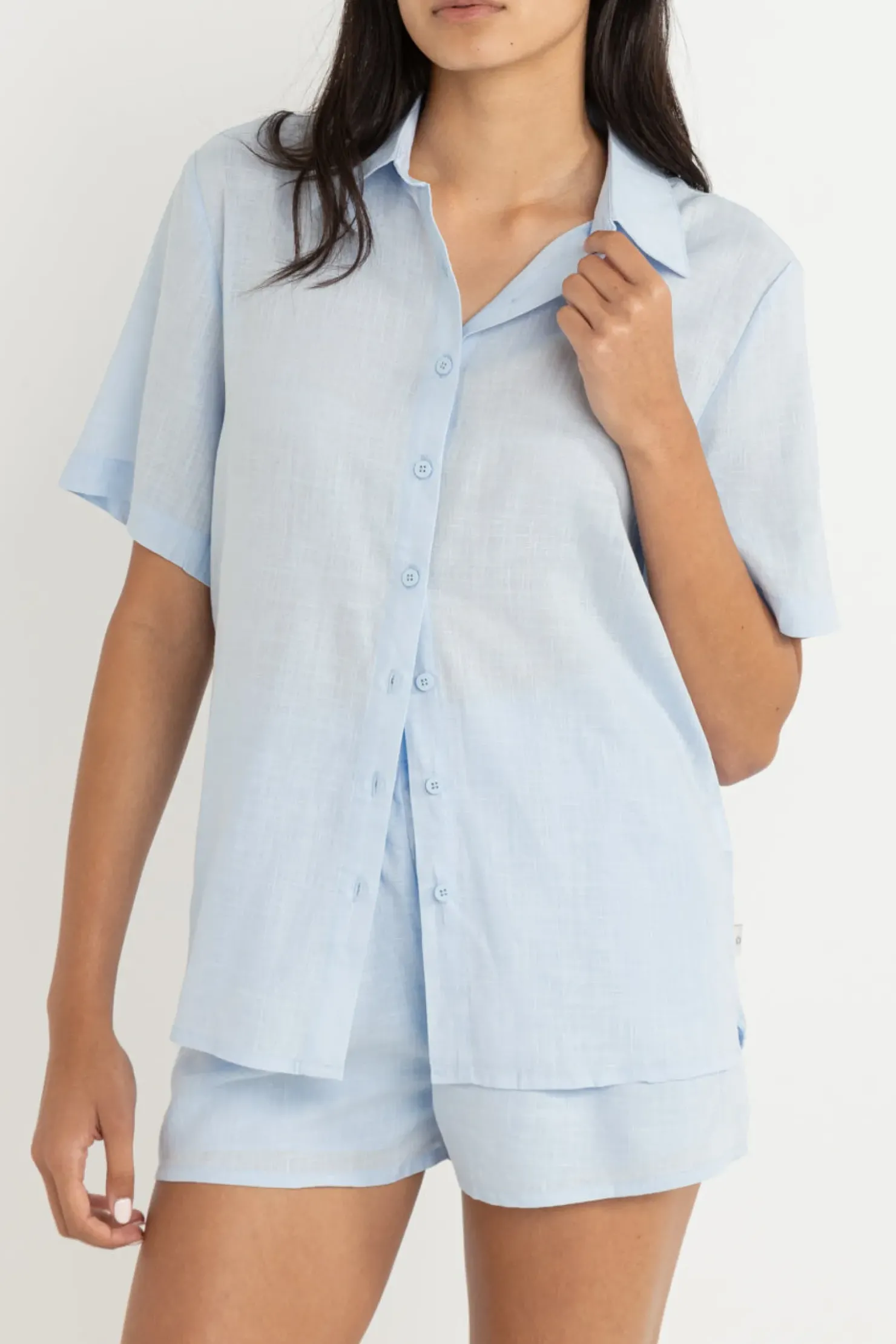 Rhythm Fashion Tops*Classic Lounge Shirt Blue