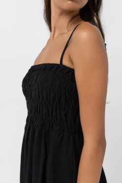 Rhythm Dresses*Classic Shirred Midi Dress Black