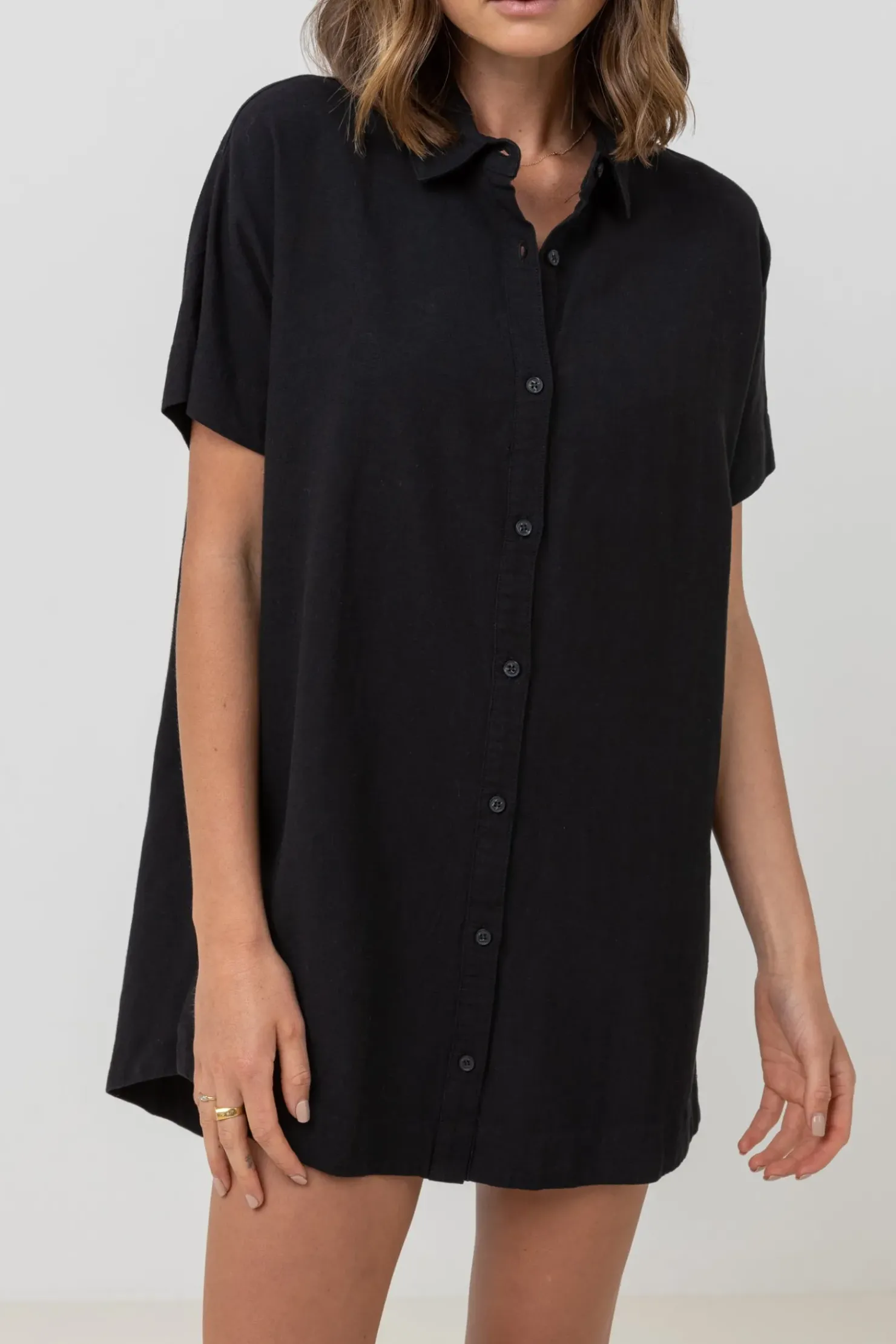 Rhythm Dresses*Classic Shirt Dress Black