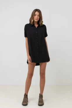 Rhythm Dresses*Classic Shirt Dress Black