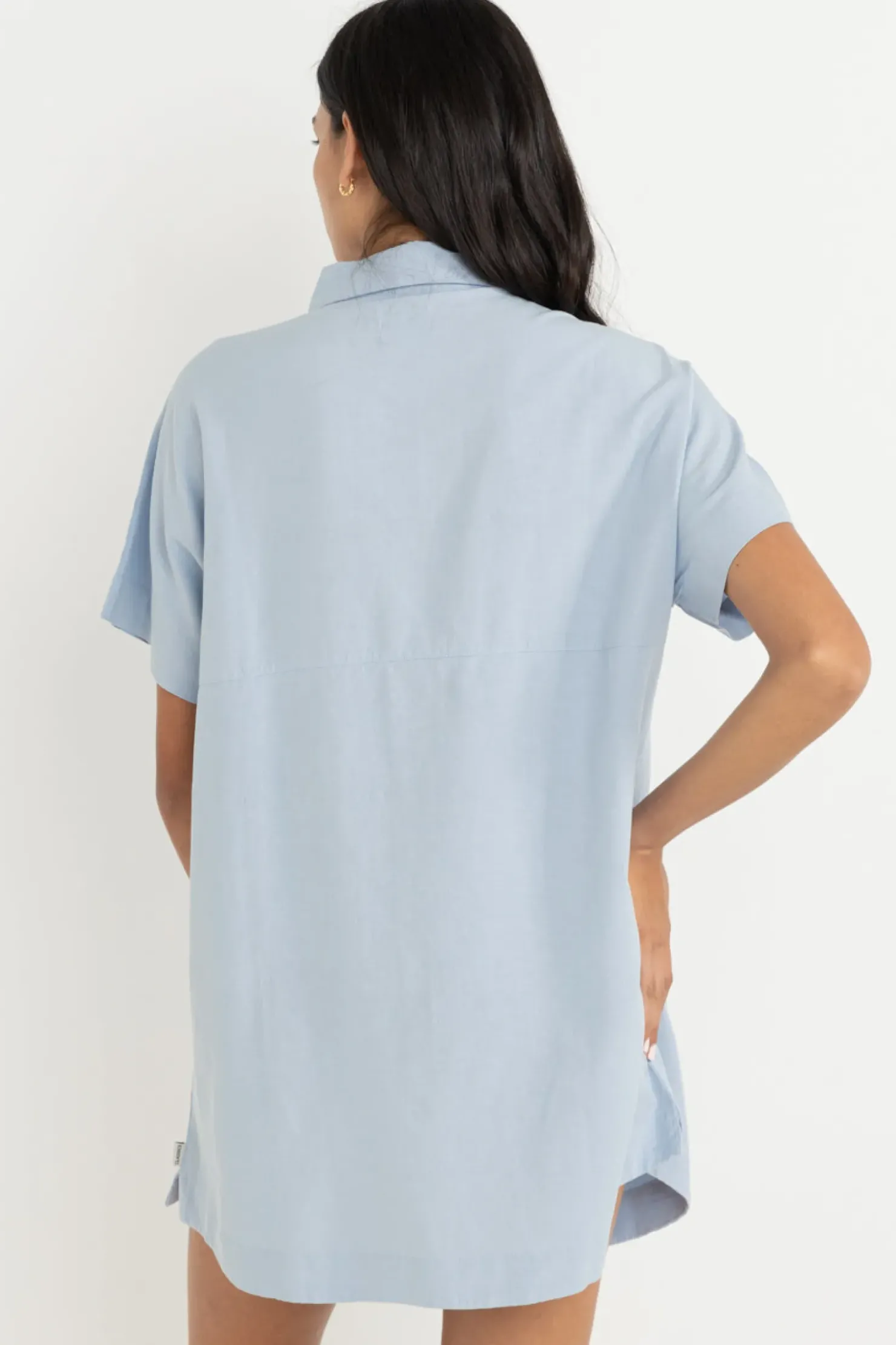 Rhythm Dresses*Classic Shirt Dress Blue