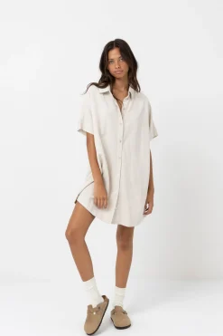 Rhythm Dresses*Classic Shirt Dress Oat