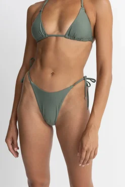 Rhythm Swim Bottoms*Classic Tie Side Hi Cut Pant Olive
