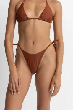 Rhythm Swim Bottoms*Classic Tie Side Hi Cut Pant Rust