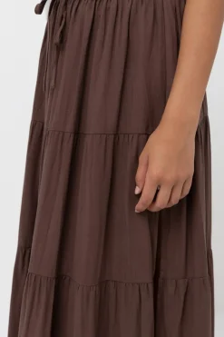 Rhythm Skirts*Classic Tiered Maxi Skirt Chocolate