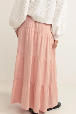 Rhythm Skirts*Classic Tiered Maxi Skirt Rose