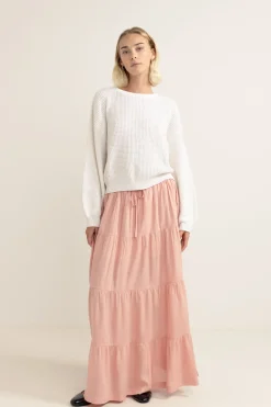 Rhythm Skirts*Classic Tiered Maxi Skirt Rose