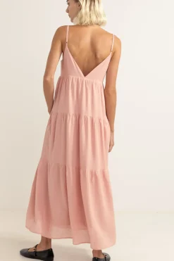 Rhythm Dresses*Classic Tiered Midi Dress Rose