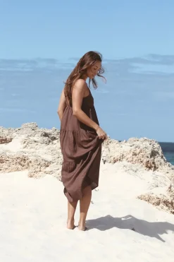 Rhythm Dresses*Classic Tiered Midi Dress Chocolate