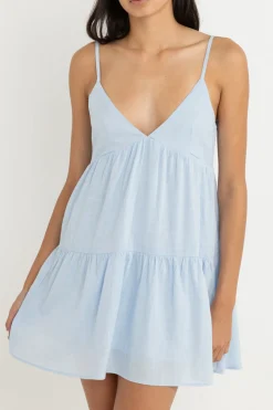 Rhythm Dresses*Classic Tiered Mini Dress Blue