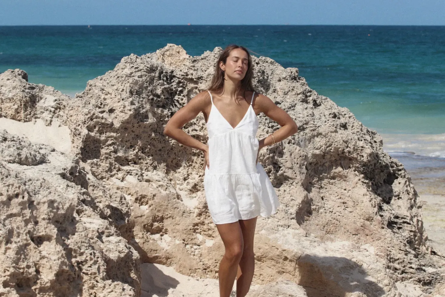 Rhythm Dresses*Classic Tiered Mini Dress White