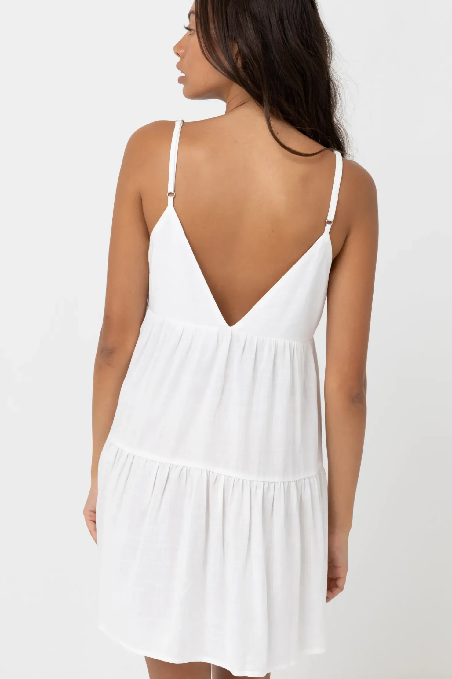 Rhythm Dresses*Classic Tiered Mini Dress White