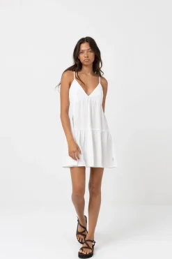Rhythm Dresses*Classic Tiered Mini Dress White