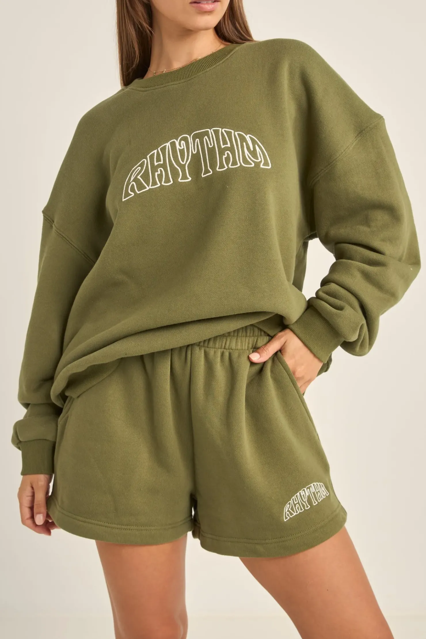 Rhythm Fleece*College Crew Neck Fleece Olive