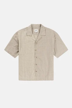Rhythm Woven Shirts*Cross Relaxed Ss Shirt Natural Mixed Check
