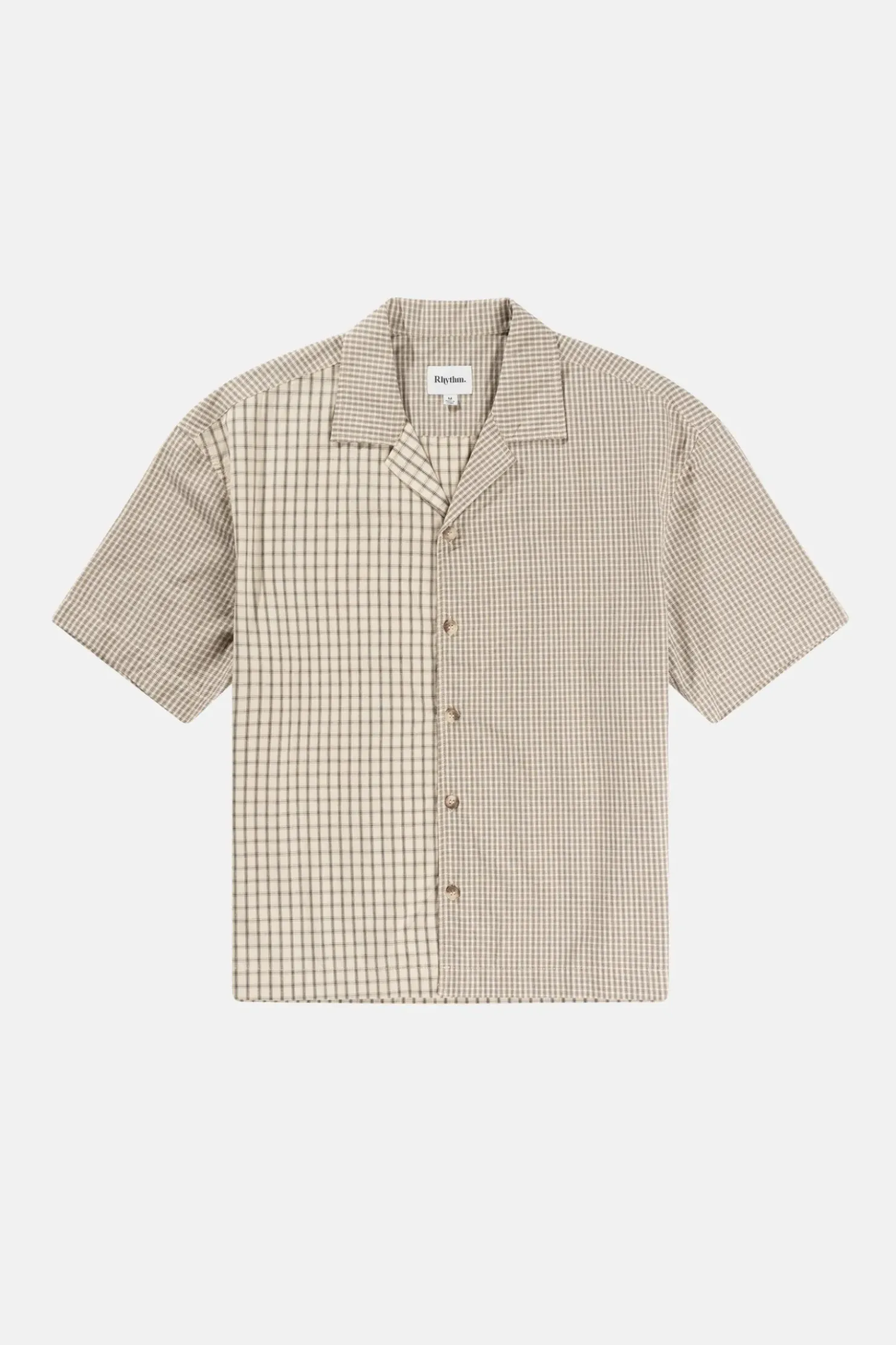 Rhythm Woven Shirts*Cross Relaxed Ss Shirt Natural Mixed Check