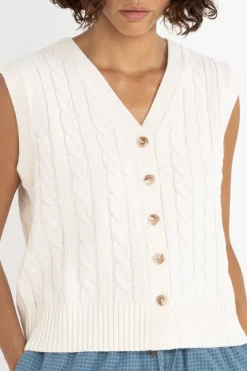 Rhythm Fashion Tops*Desi Cable Knit Vest Natural