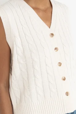 Rhythm Fashion Tops*Desi Cable Knit Vest Natural