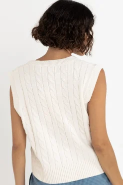 Rhythm Fashion Tops*Desi Cable Knit Vest Natural