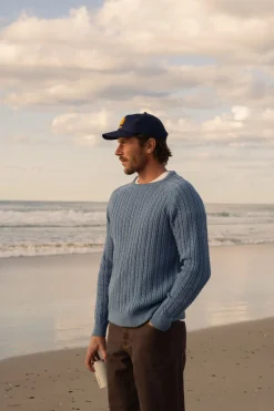 Rhythm Knits*Doheny Pointelle Crew Knit   Slate