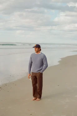 Rhythm Knits*Doheny Pointelle Crew Knit   Slate