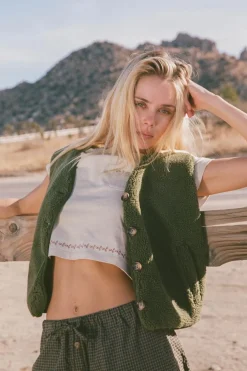 Rhythm Fleece*Ella Sherpa Vest Olive