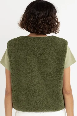 Rhythm Fleece*Ella Sherpa Vest Olive